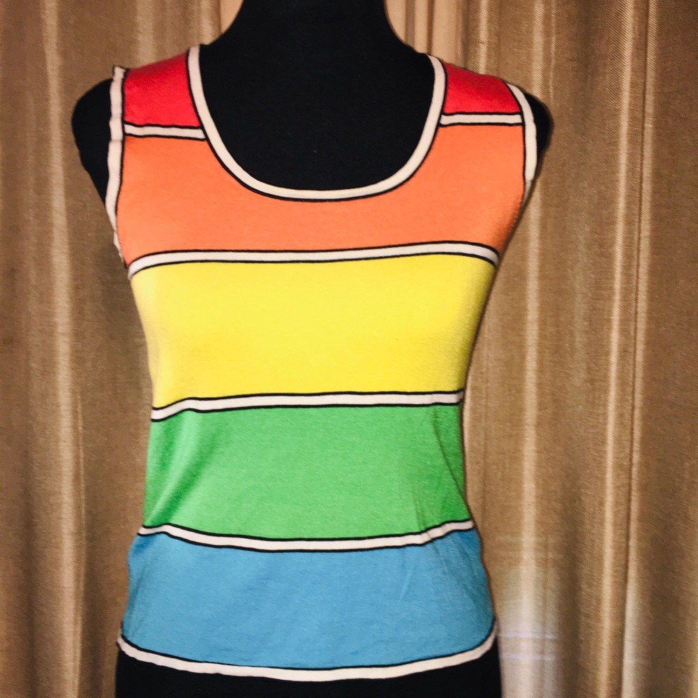 Escada Colorful Large Color Block Stripe Tank - image 2